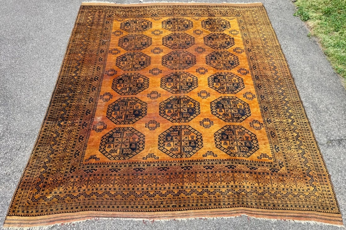 VINTAGE GOLGEN AFGHAN CHOBI HAND KNOTTED RUG, 10.3 x 11.11 (312cm x 363cm) - 3