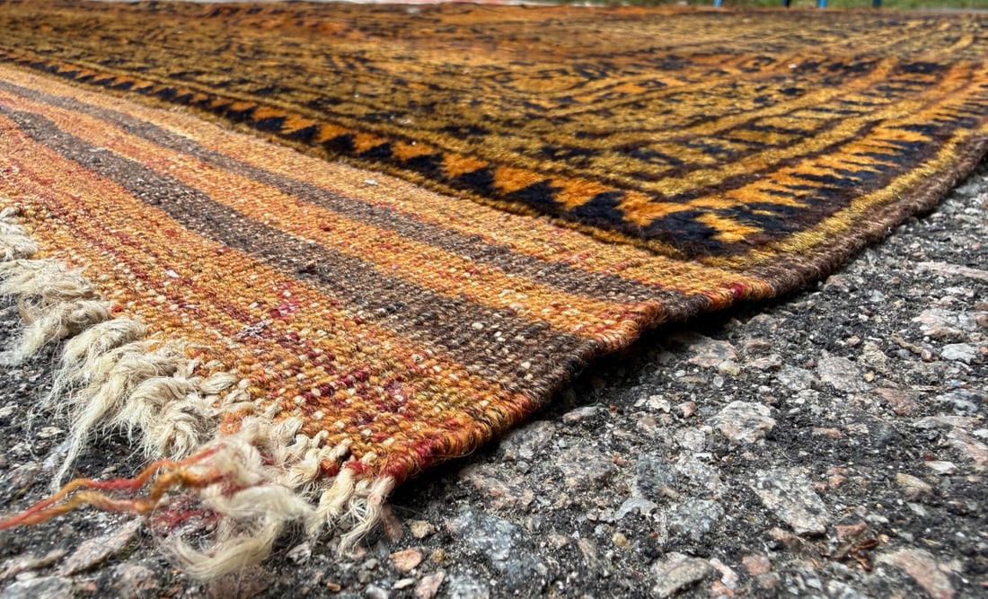 VINTAGE GOLGEN AFGHAN CHOBI HAND KNOTTED RUG, 10.3 x 11.11 (312cm x 363cm) - 4