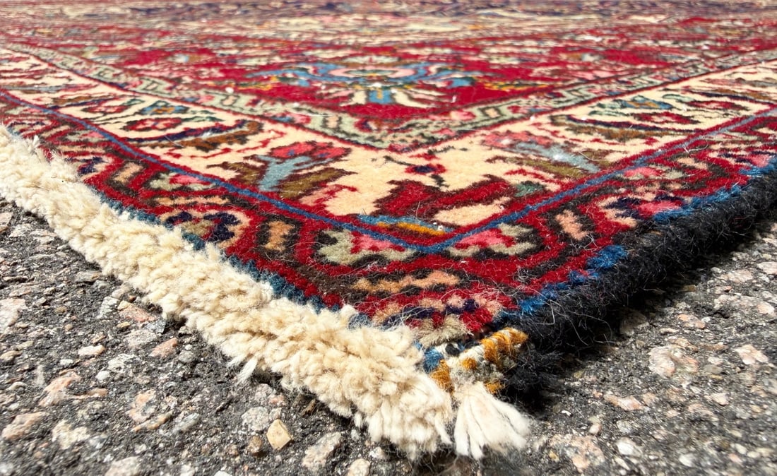 ELEGANT PERSIAN TABRIZ HAND KNOTTED RUG, ROYAL BLUE FIELD, FLORAL MEDALLION, 9.6 x 12.0 (290cm x ... - 4