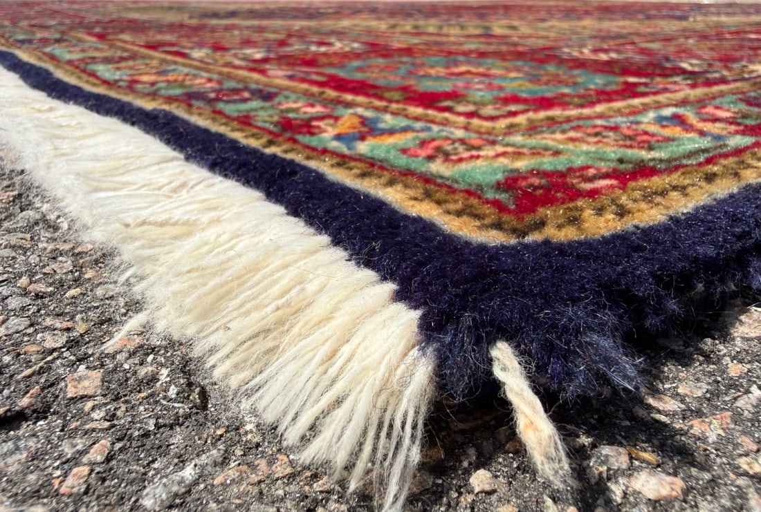 SIGNED PERSIAN TABRIZ RUG, MASTER WORKSHOP MEDALLION RUG WITH GOLDEN FIELD, HAND KNOTTED, 9.8 x 1... - 6