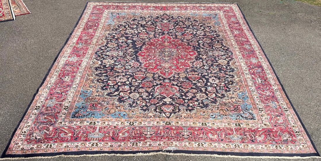 SIGNED PERSIAN KASHAN PICTORIAL HAND KNOTTED RUG, 9.8 x 12.3 (295cm x 373cm) - 2