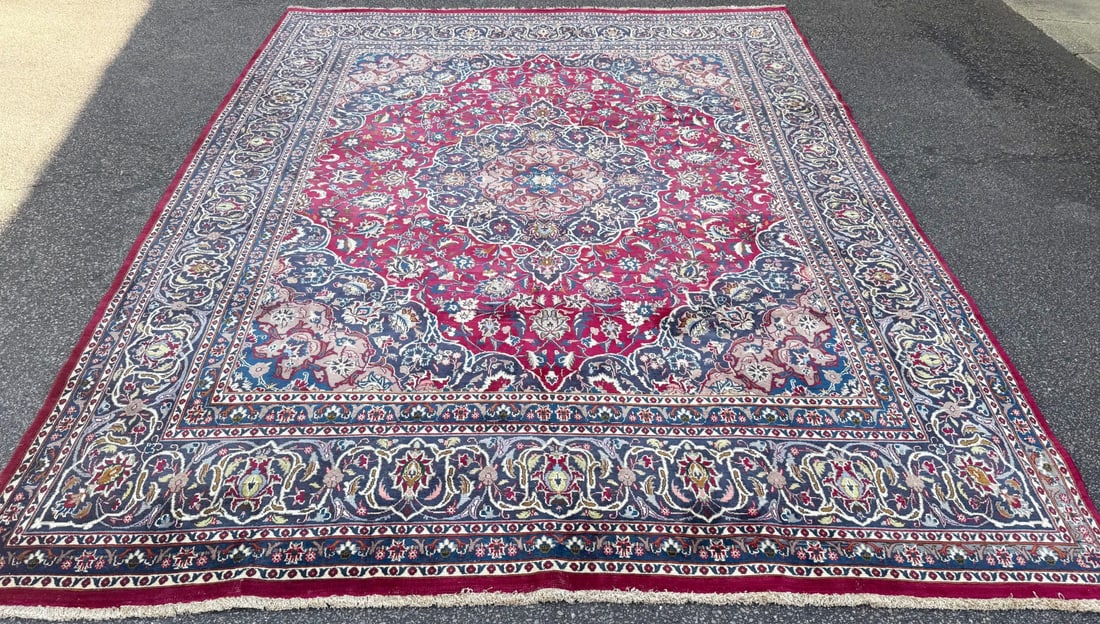 VINTAGE PERSIAN MASHAD HAND KNOTTED RUG, 9.9 x 12.7 (297cm x 384cm) - 2