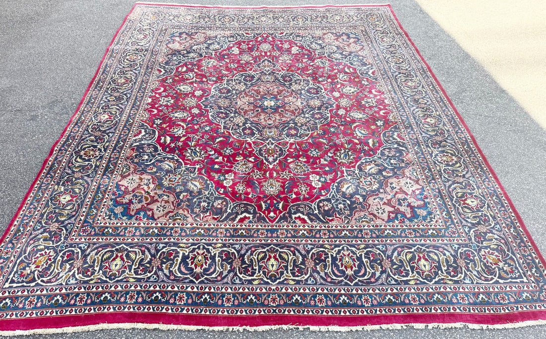 VINTAGE PERSIAN MASHAD HAND KNOTTED RUG, 9.9 x 12.7 (297cm x 384cm) - 3