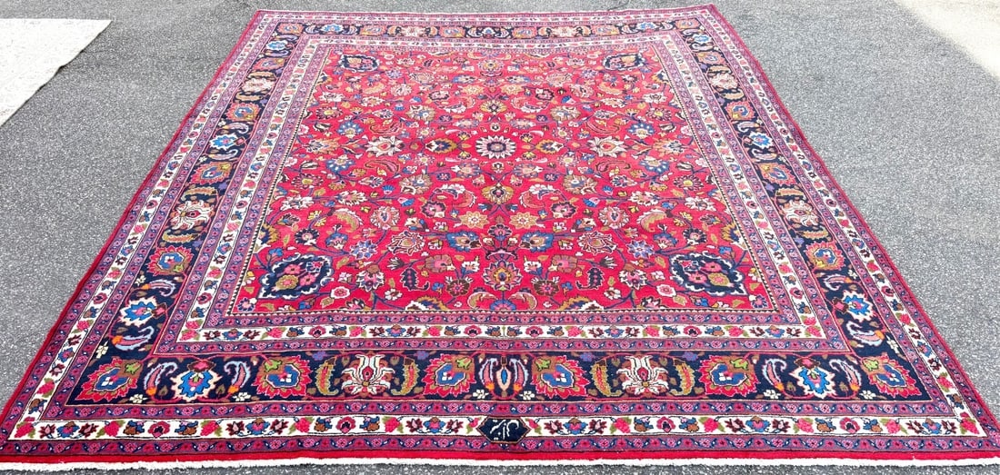 VINTAGE, SIGNED PERSIAN TABRIZ HAND KNOTTED RUG, 10.0 x 11.7 (305cm x 353cm) - 2