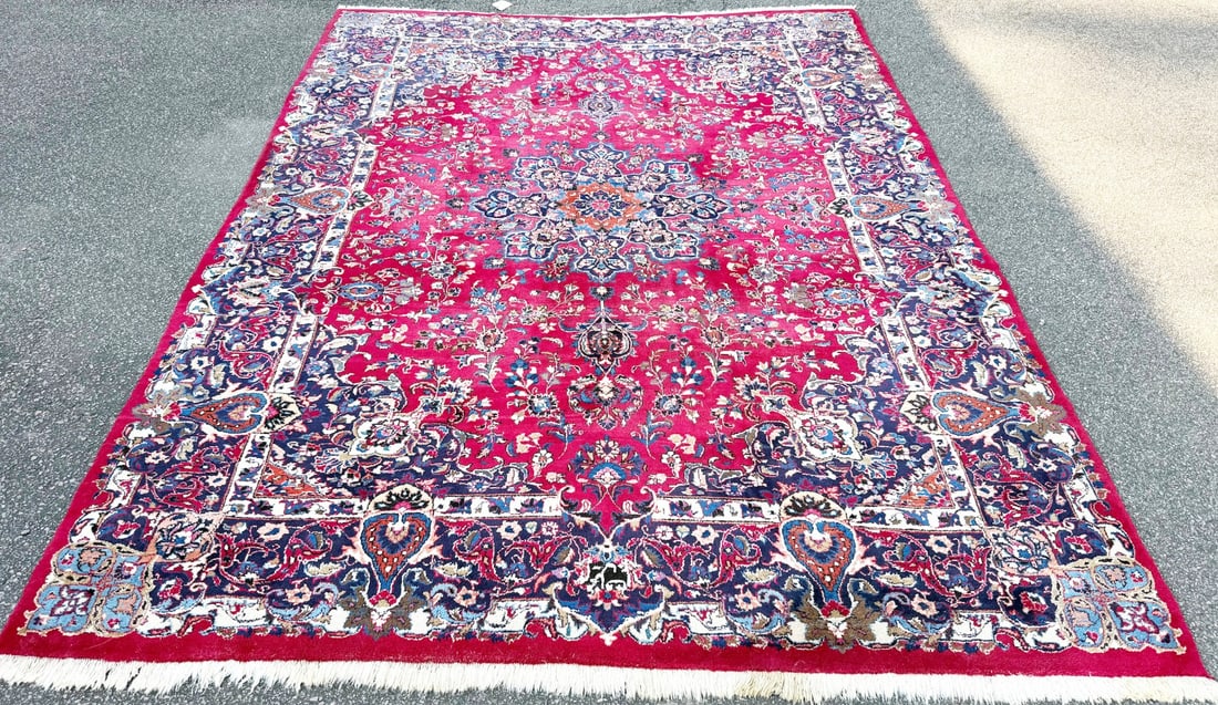 SIGNED VINTAGE PERSIAN MASHAD HAND KNOTTED RUG, 8.3 x 11.2 (251cm x 340cm) - 2