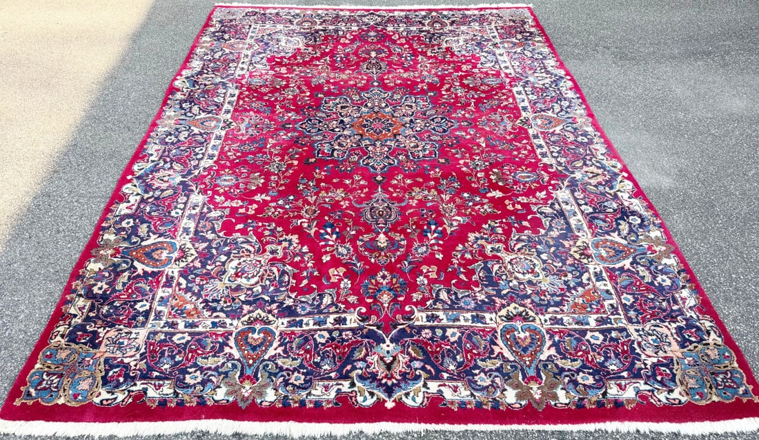 SIGNED VINTAGE PERSIAN MASHAD HAND KNOTTED RUG, 8.3 x 11.2 (251cm x 340cm) - 3