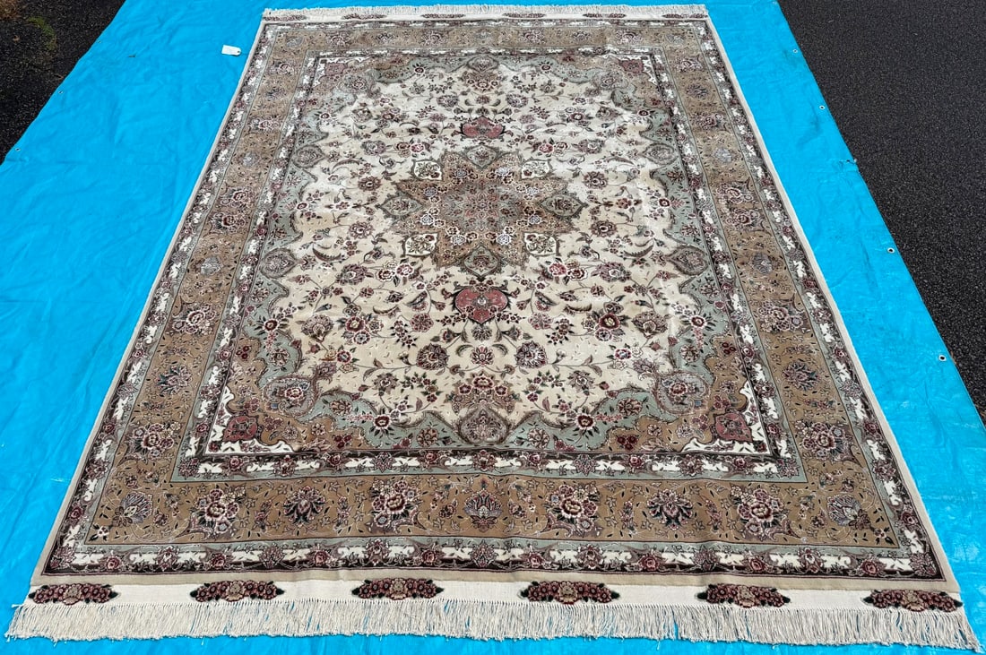TABRIZ SOUF HAND KNOTTED WOOL AND SILK RUG WITH 300+ KPSI, 7.11 x 10.5 (241cm x 318cm) - 2