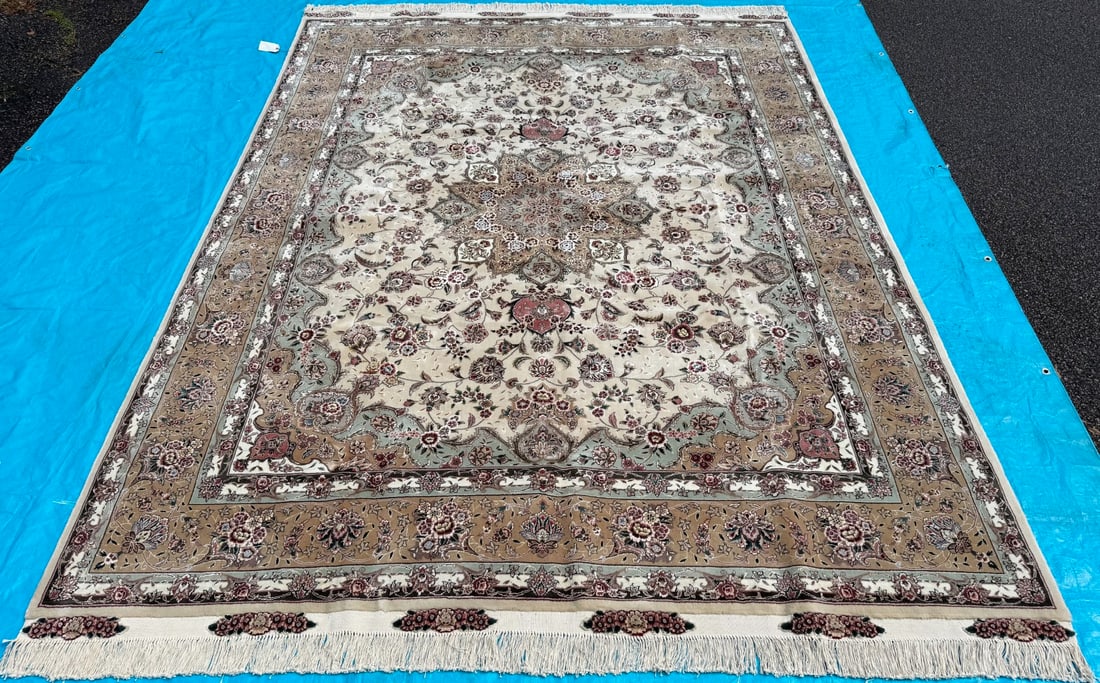 TABRIZ SOUF HAND KNOTTED WOOL AND SILK RUG WITH 300+ KPSI, 7.11 x 10.5 (241cm x 318cm) - 3