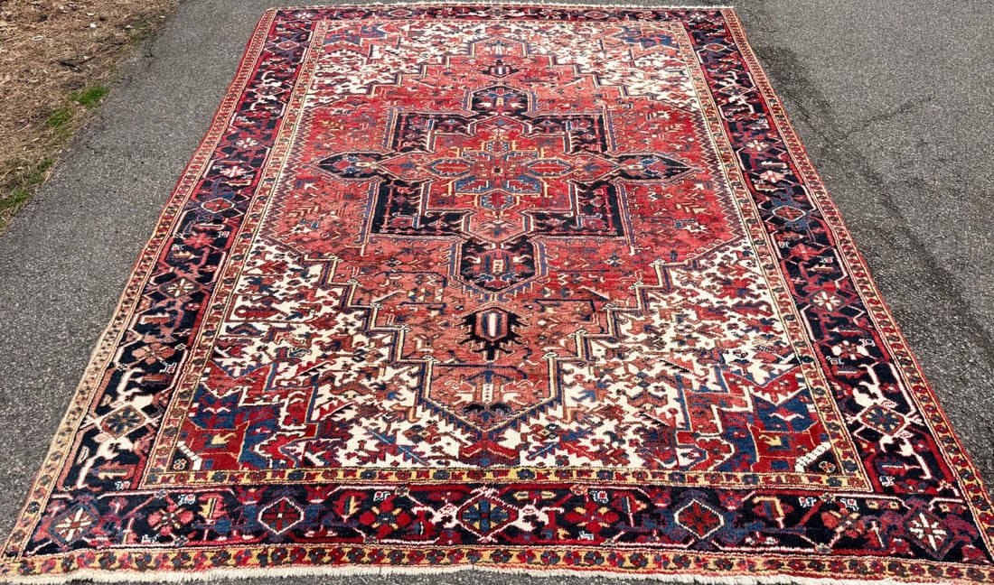 VINTAGE PERSIAN HERIZ HAND KNOTTED RUG, 8.8 x 11.2 (264cm x 340cm) - 3
