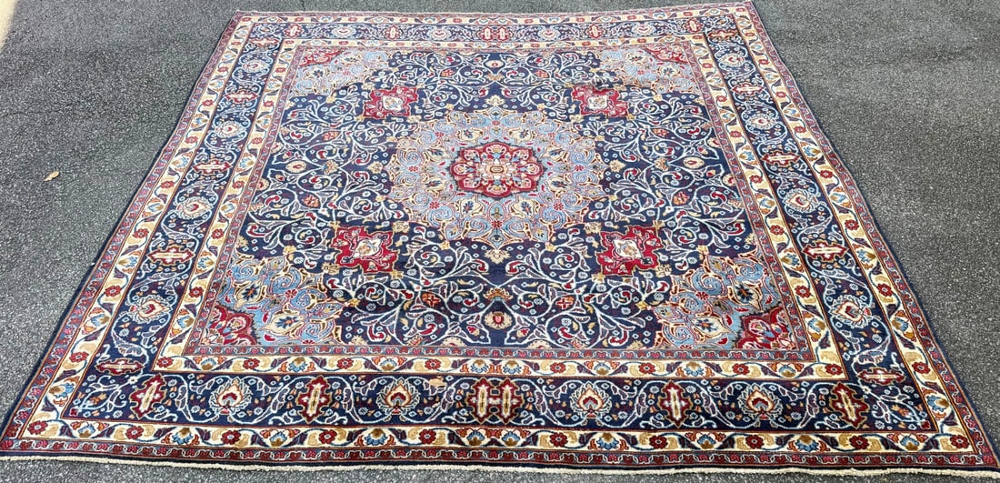 VINTAGE PERSIAN KASHMAR SQUARE HAND KNOTTED RUG, 9.4 x 9.4 (239cm x 239cm) - 2