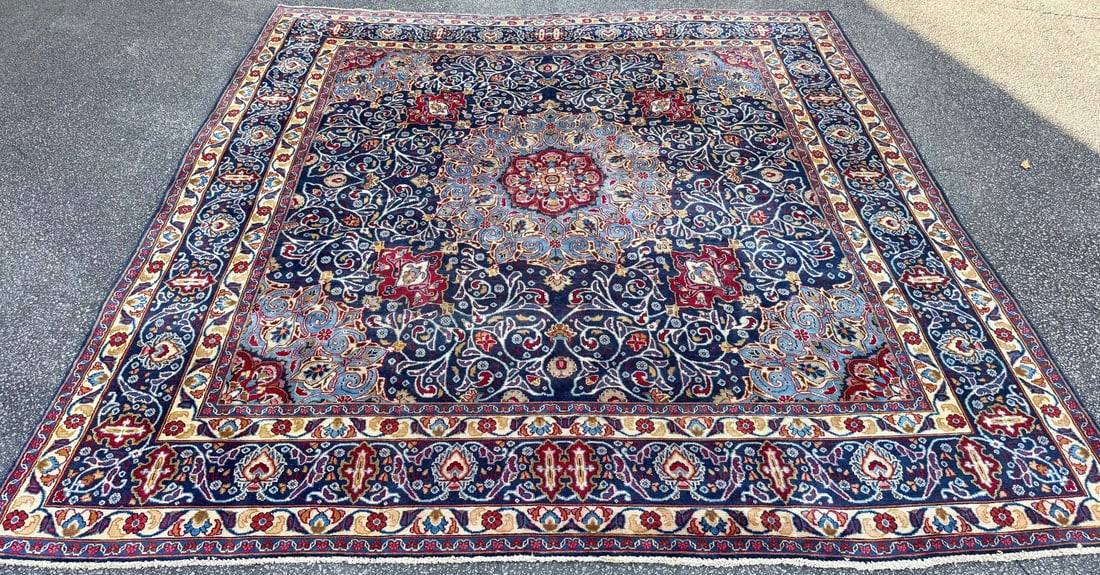 VINTAGE PERSIAN KASHMAR SQUARE HAND KNOTTED RUG, 9.4 x 9.4 (239cm x 239cm) - 3