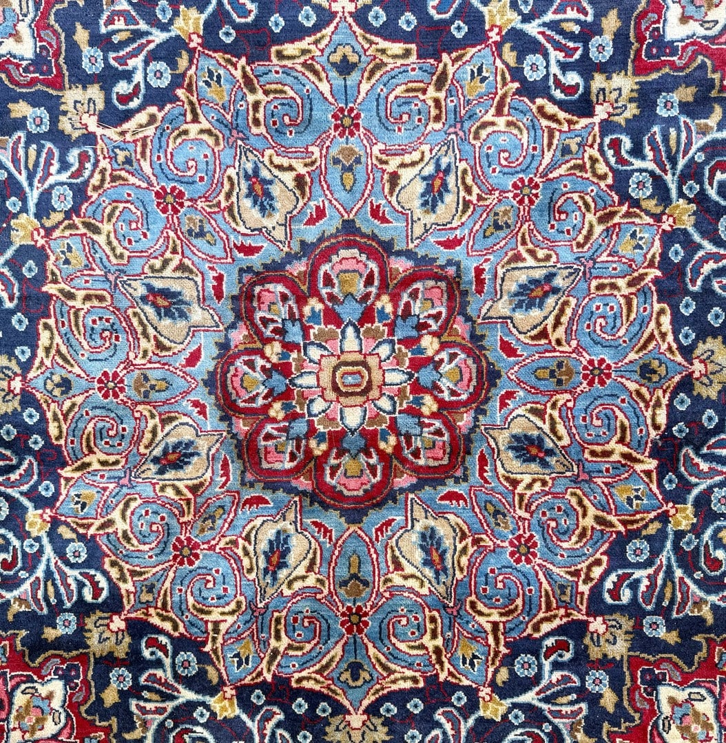 VINTAGE PERSIAN KASHMAR SQUARE HAND KNOTTED RUG, 9.4 x 9.4 (239cm x 239cm) - 4