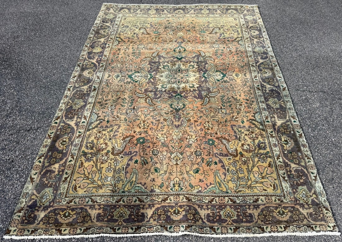 ANTIQUE PERSIAN TABRIZ HAND KNOTTED RUG, 6.5 x 9.6 (196cm x 290cm) - 2