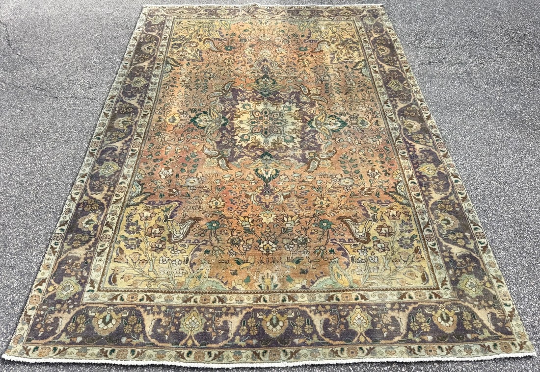 ANTIQUE PERSIAN TABRIZ HAND KNOTTED RUG, 6.5 x 9.6 (196cm x 290cm) - 3
