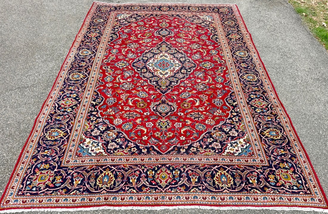 VINTAGE PERSIAN KASHAN HAND KNOTTED RUG, 8.0 x 11.4 (244cm x 345cm) - 2