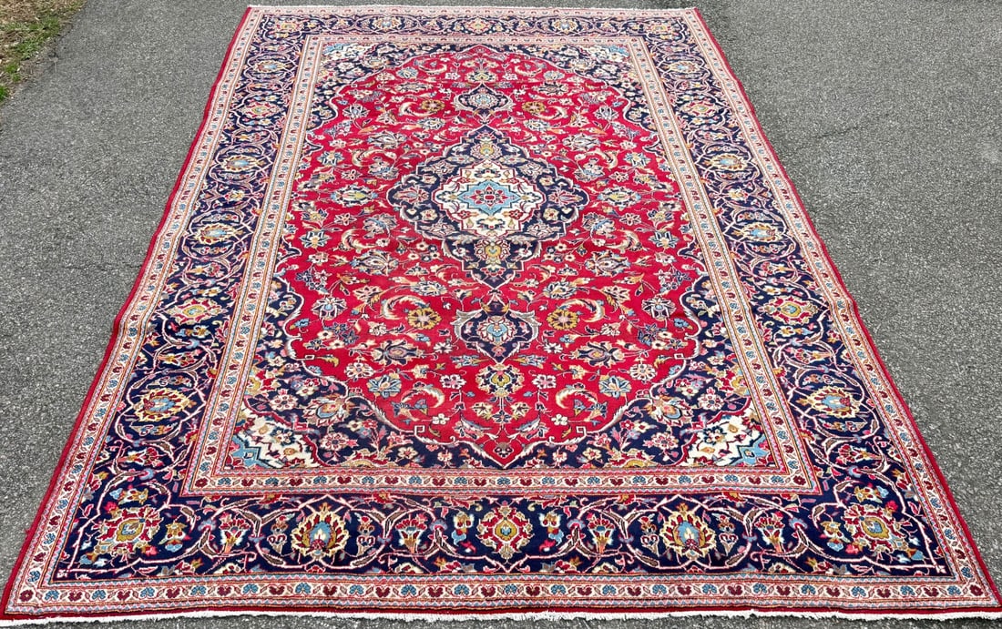 VINTAGE PERSIAN KASHAN HAND KNOTTED RUG, 8.0 x 11.4 (244cm x 345cm) - 3