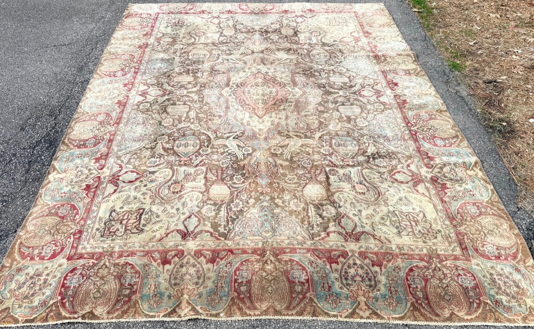 ANTIQUE PERSIAN KASHMAR ARCHEOLOGY HAND KNOTTED RUG, 9.8 x 12.0 (295cm x 366cm) - 3