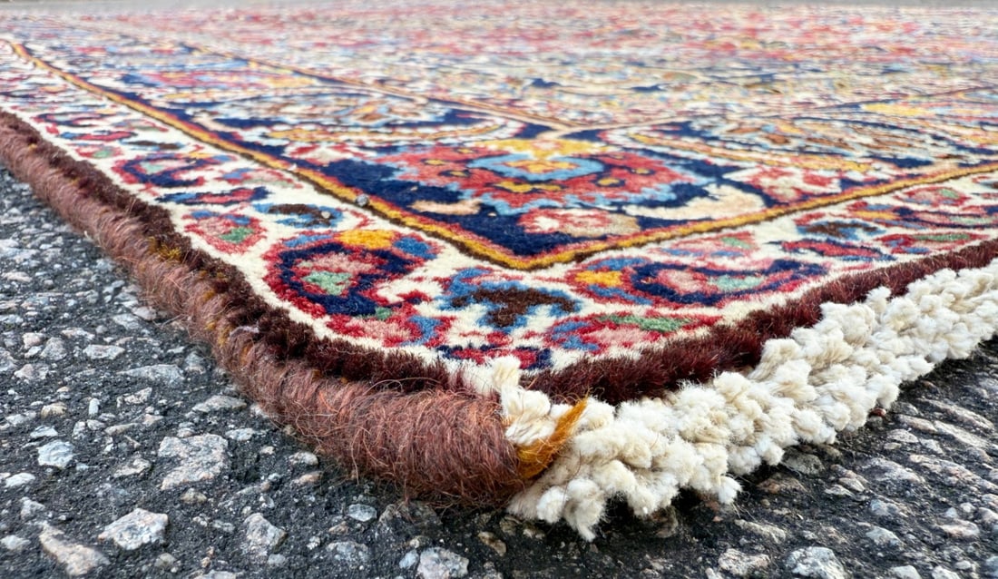 ANTIQUE SIGNED PERSIAN MASHAD HAND KNOTTED RUG, 6.3.x 9.4 (191cm x 284cm) - 5