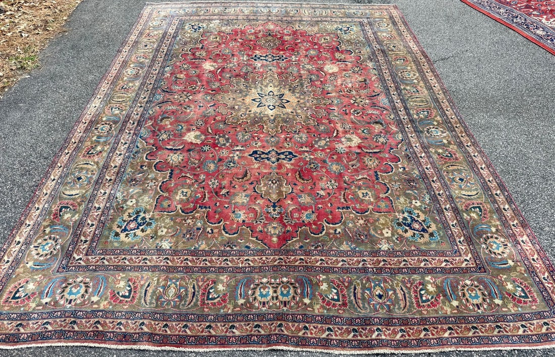 ANTIQUE PERSIAN KASHAN HAND KNOTTED RUG, 9.5 x 12.7 (287cm x 384cm) - 3