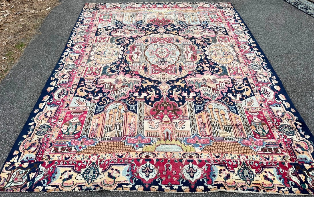 ANTIQUE PERSIAN KASHMAR PICTORIAL HAND KNOTTED RUG, 9.6 x 12.3 (290cm x 373cm) - 3