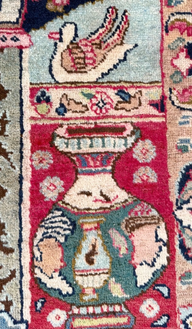 ANTIQUE PERSIAN KASHMAR PICTORIAL HAND KNOTTED RUG, 9.6 x 12.3 (290cm x 373cm) - 6