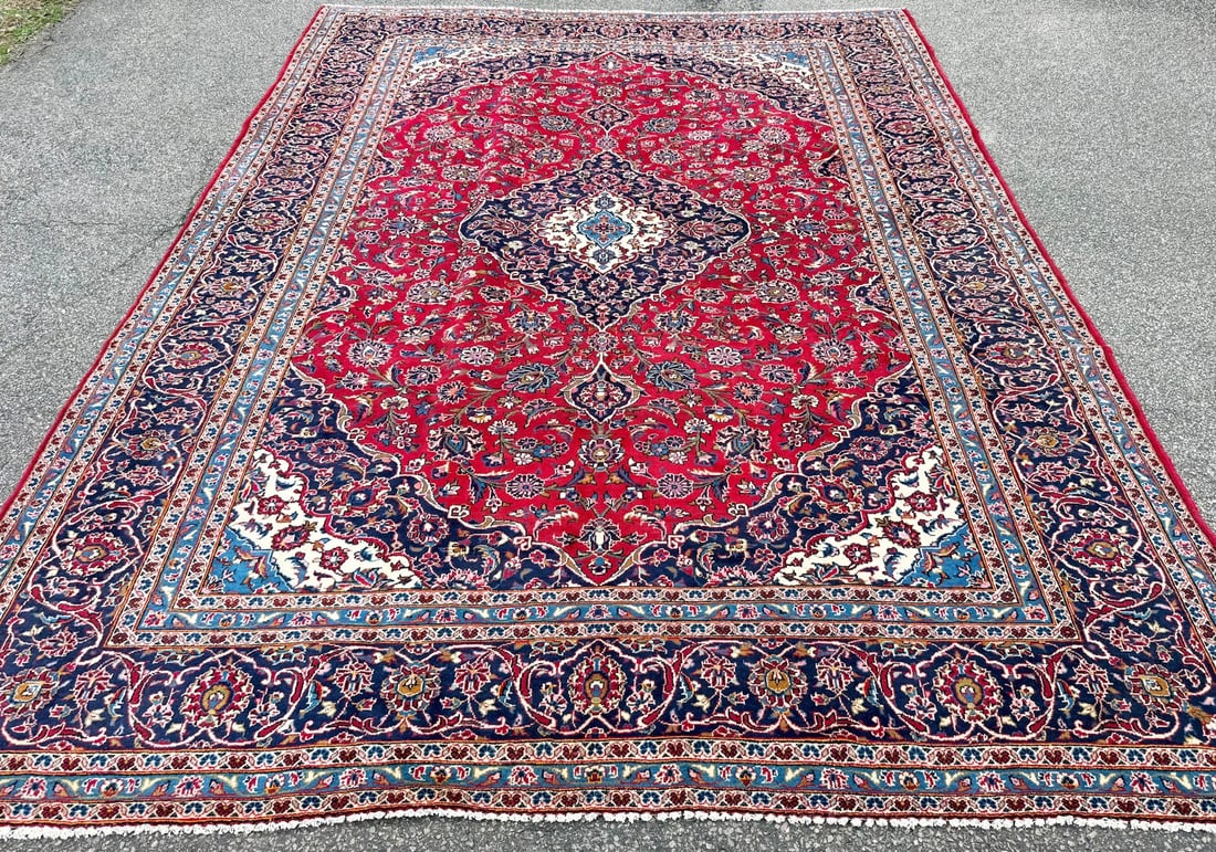 VINTAGE PERSIAN CLASSIC KASHAN HAND KNOTTED RUG, 9.8 x 13.5 (295cm x 409cm) - 3