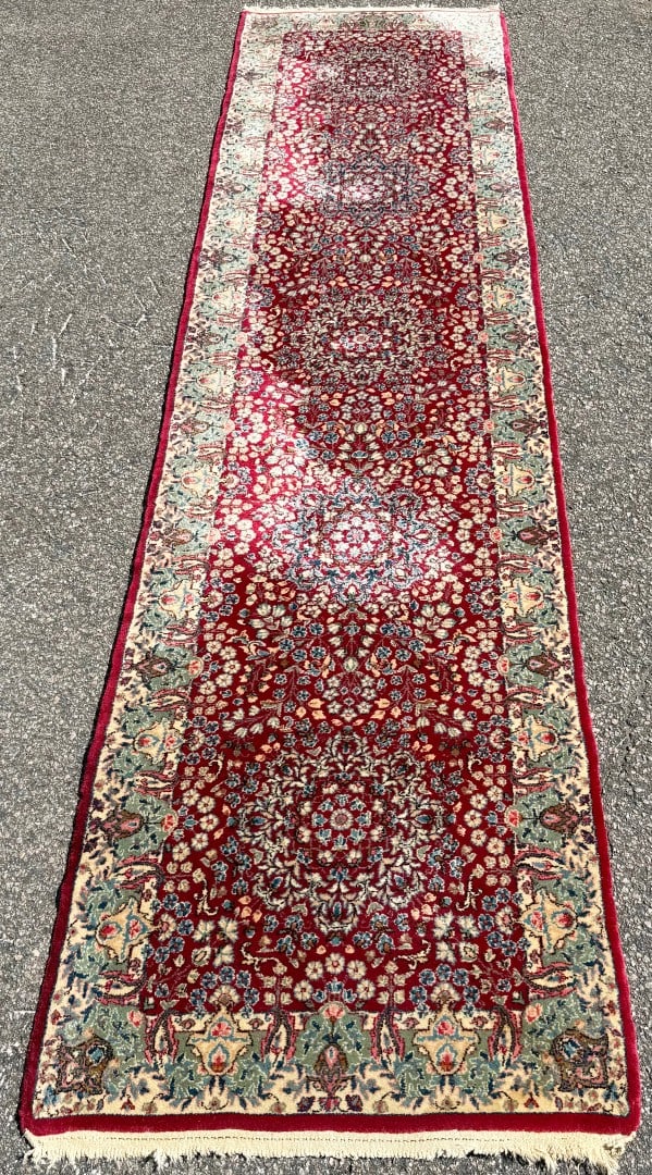 VINTAGE PERSIAN KERMAN HAND KNOTTED RUNNER WITH 200+ KPSI, 2.9 x 10.11 (84cm x 333cm) - 3