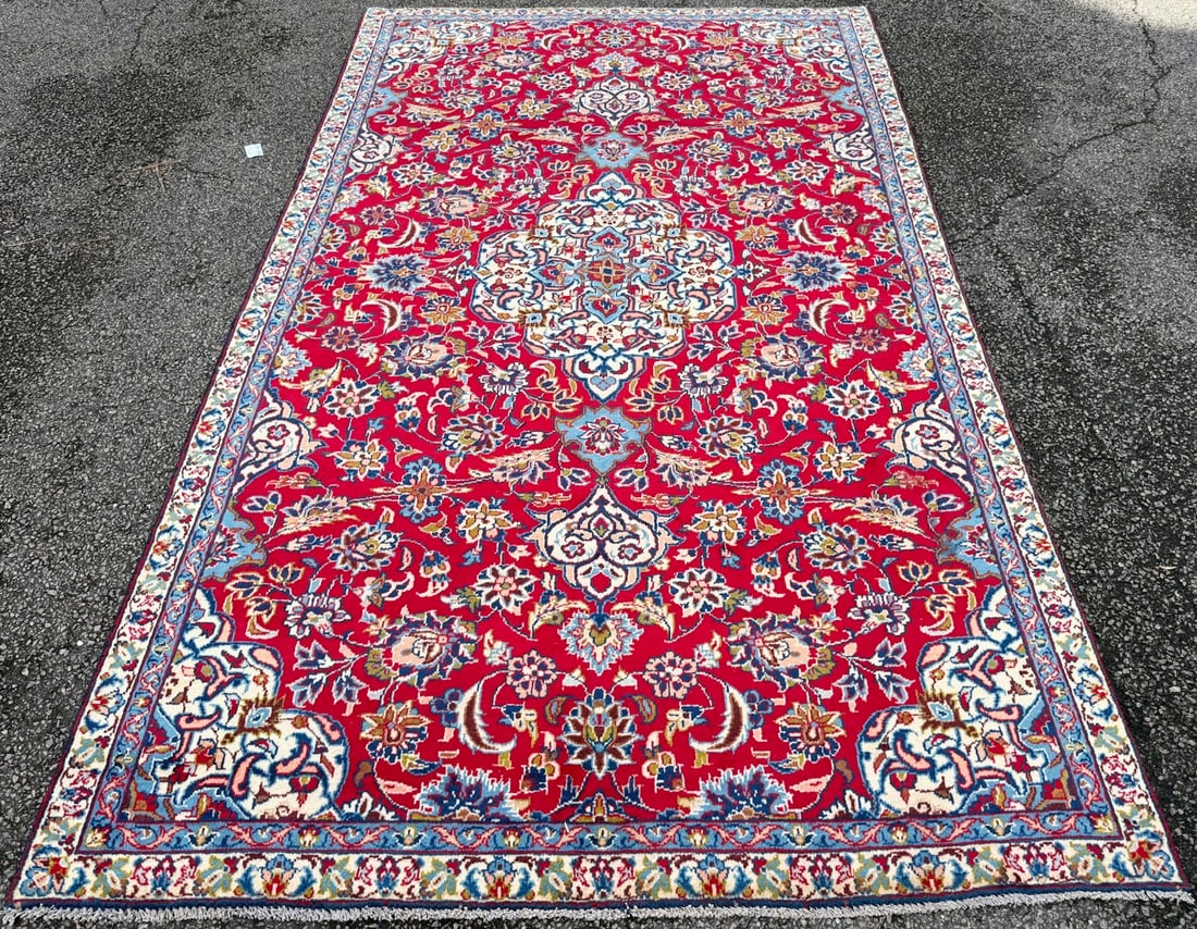 VINTAGE PERSIAN KASHAN HAND KNOTTED RUG, 5.9 x 10.3 (179cm x 312cm) - 2
