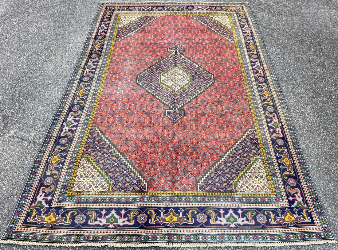 VINTAGE PERSIAN MAHI HERATI HAND KNOTTED RUG, 6.3 x 9.2 (191cm x 279cm) - 2