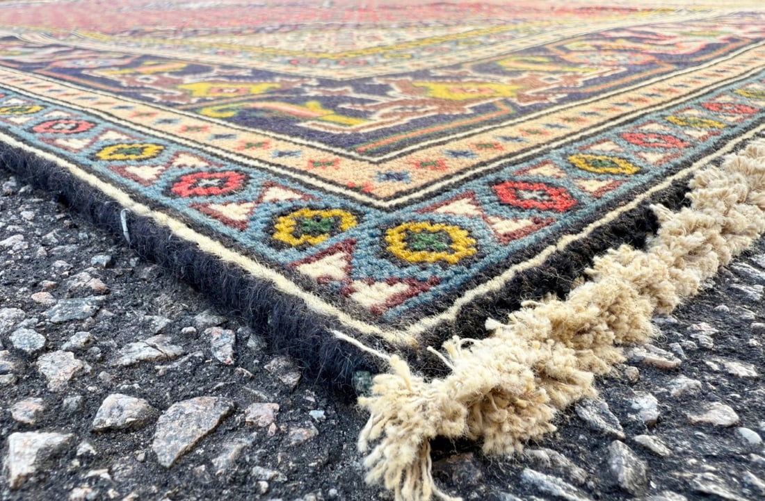 VINTAGE PERSIAN MAHI HERATI HAND KNOTTED RUG, 6.3 x 9.2 (191cm x 279cm) - 4
