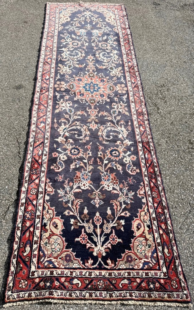 ANTIQUE PERSIAN MEHRABAN HAND KNOTTED RUNNER, 3.4 x 11.4 (102cm x 345cm) - 3