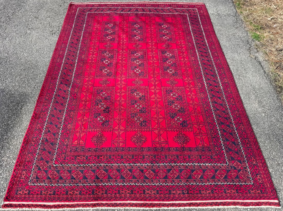 VINTAGE TURKEMAN HAND KNOTTED RUG, 6.4 x 9.3 (193cm x 282cm) - 2