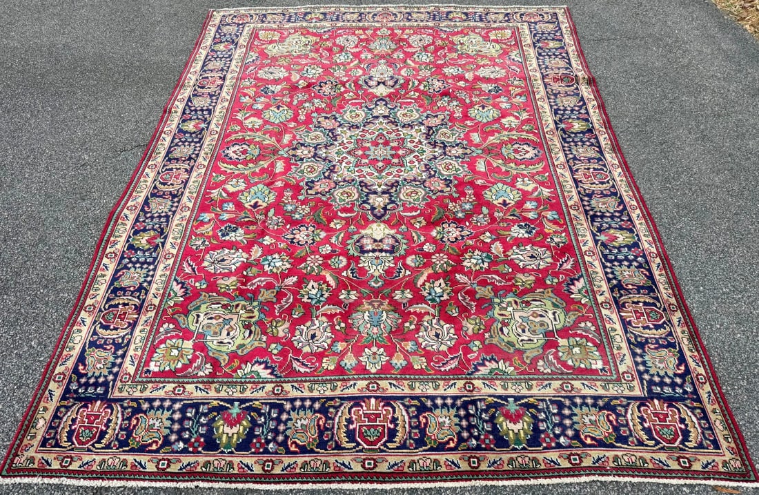 VINTAGE PERSIAN TABRIZ HAND KNOTTED RUG, 7.10 x 10.10 (239cm x 330cm) - 2