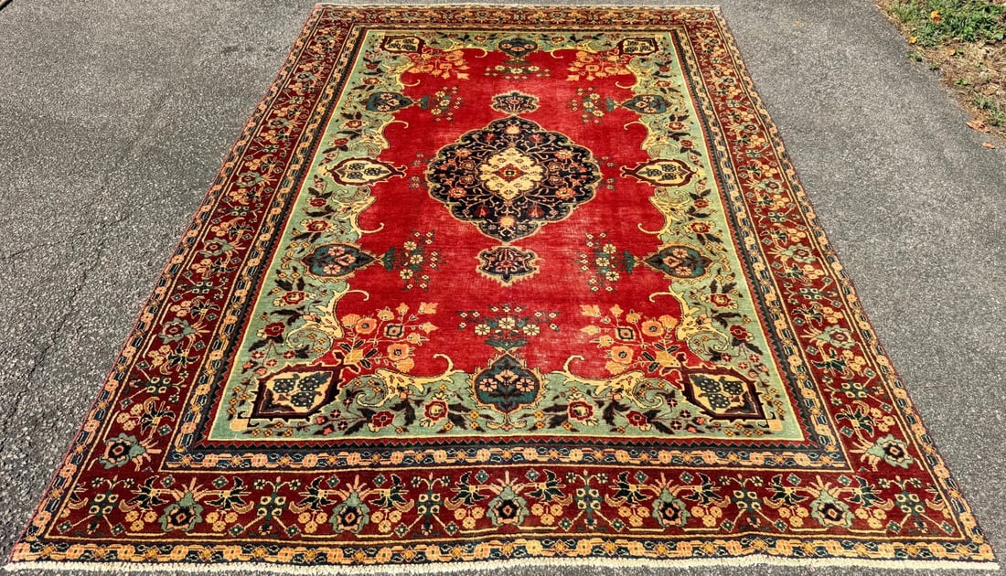 ANTIQUE PERSIAN TABRIZ HAND KNOTTED RUG, 7.2 x 10.0 (218cm x 305cm) - 2