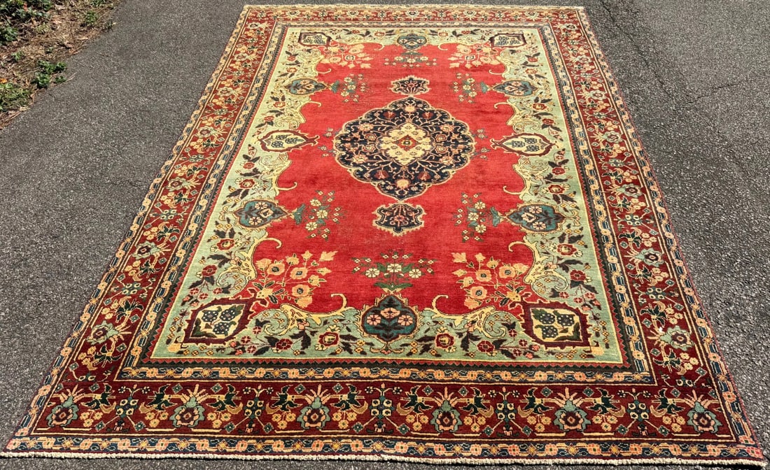 ANTIQUE PERSIAN TABRIZ HAND KNOTTED RUG, 7.2 x 10.0 (218cm x 305cm) - 3