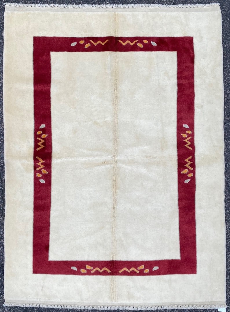 MODERN CAUCASIAN HAND KNOTTED RUG, NEW, 5.4 x 7.1 (163cm x 216cm): Brand new modern Caucasian rug was hand knotted in Turkey of 100% natural wool on a cotton foundation. It has full wool piles and is in new condition. Beautiful colors with excellent