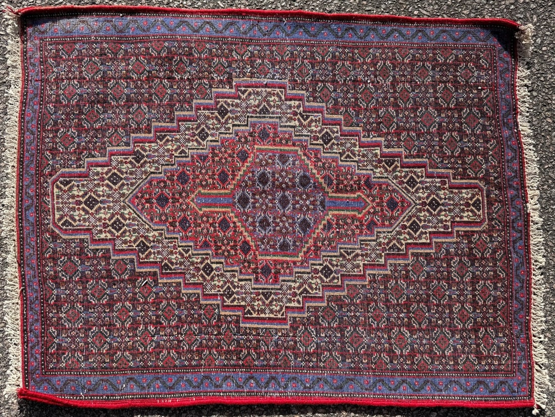 VINTAGE PERSIAN SENEH HAND KNOTTED RUG, 2.6 x 3.3 (76cm x 99cm) - 3
