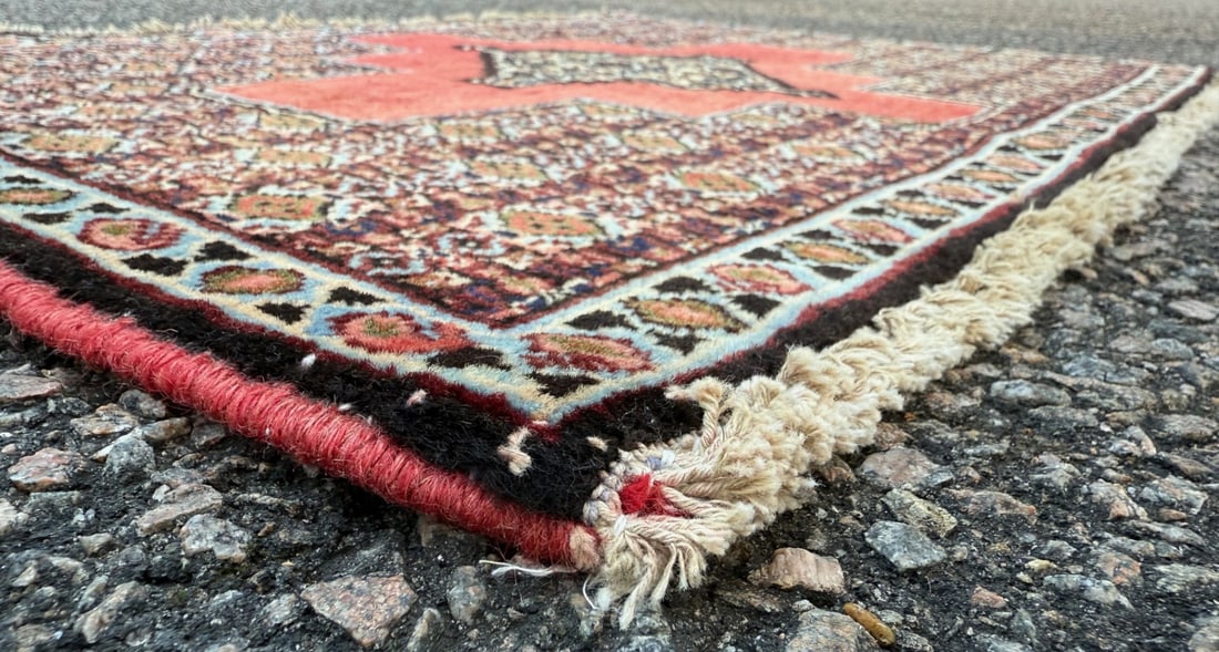 VINTAGE PERSIAN SENEH HAND KNOTTED RUG, 1.10 x 2.9 (56cm x 84cm) - 4