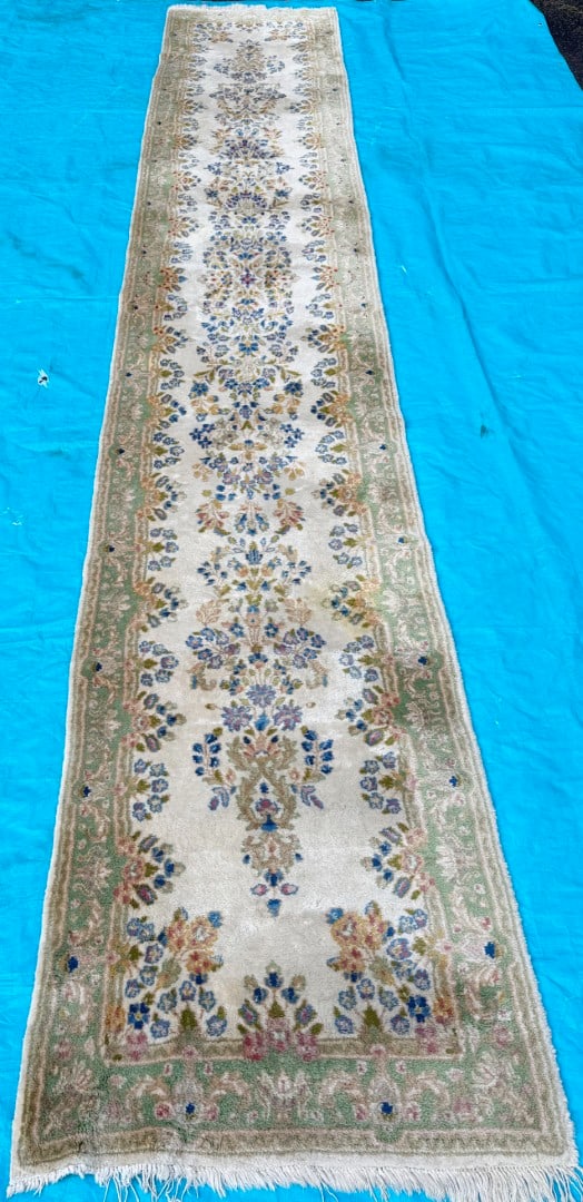 EXTRA-LONG PERSIAN KERMAN HAND KNOTTED RUNNER WITH 175+ KPSI, 3.0 x 17.10 (91cm x 544cm) - 2