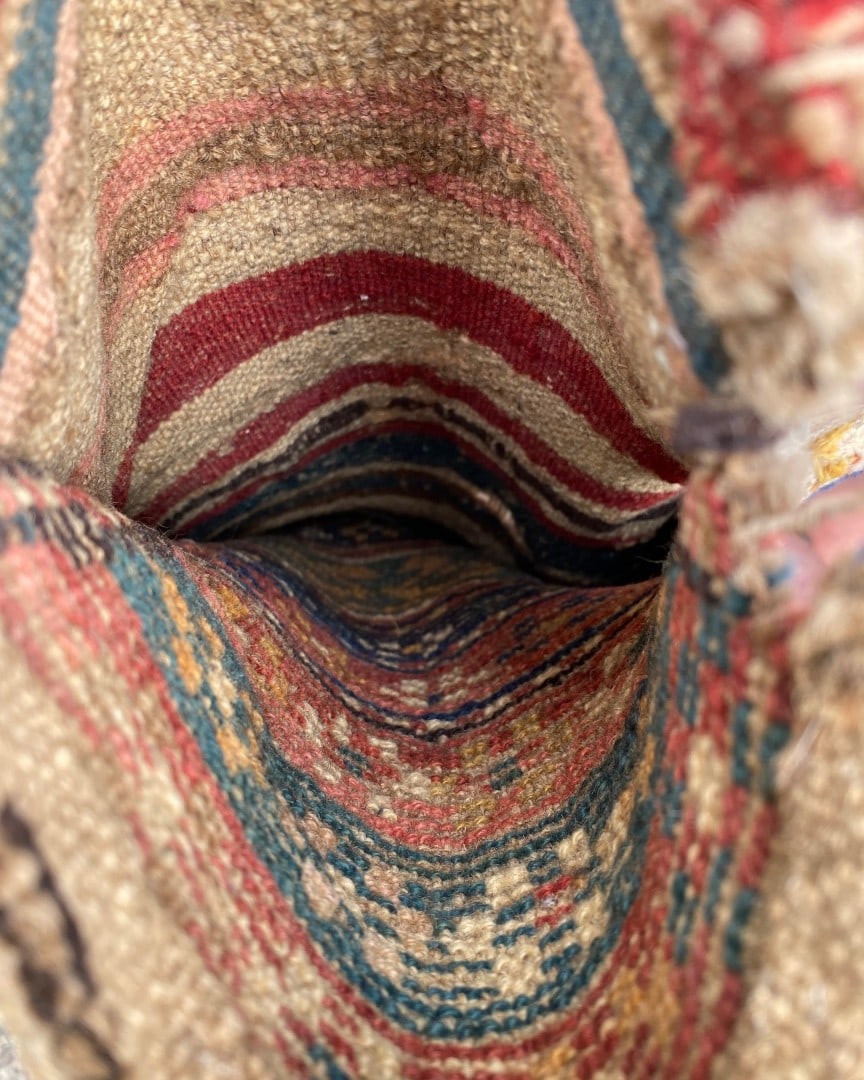 VINTAGE TRIBAL AFGHAN HAND KNOTTED SALT BAG, 17IN x 18IN (43cm x 46cm) - 3