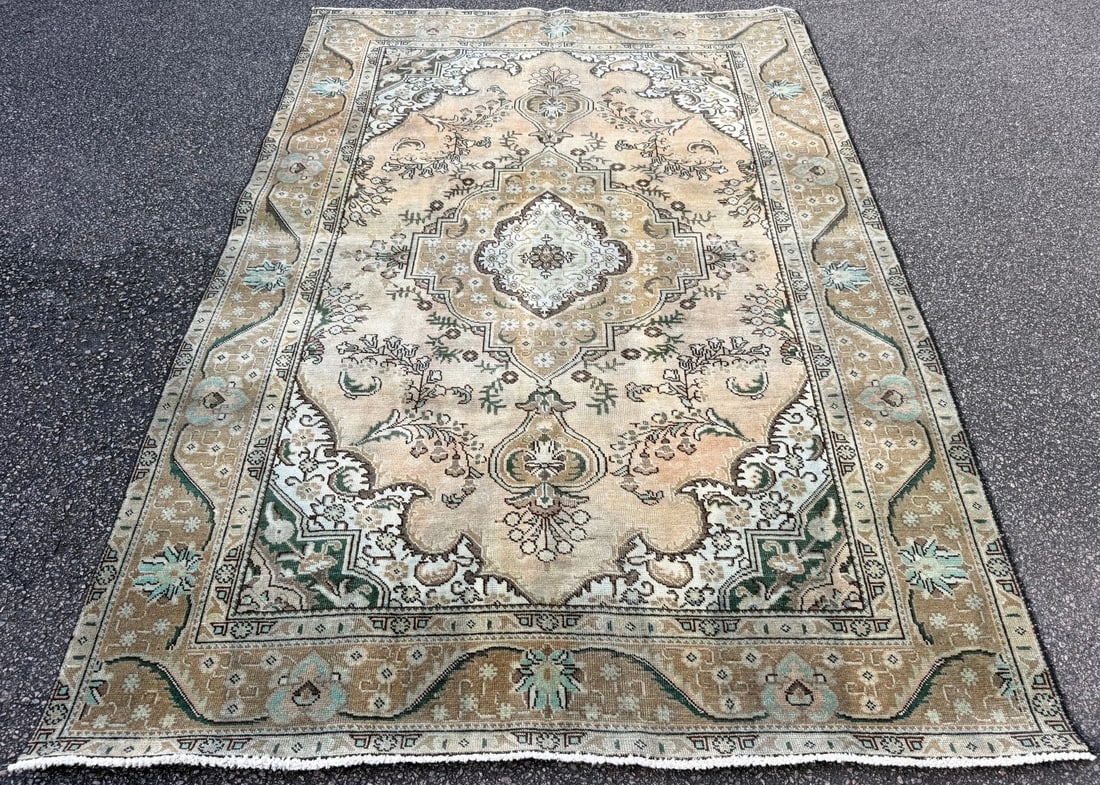 ANTIQUE PERSIAN TABRIZ HAND KNOTTED RUG, 6.4 x 9.6 (193cm x 290cm) - 2