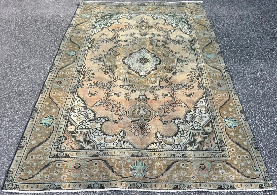 ANTIQUE PERSIAN TABRIZ HAND KNOTTED RUG, 6.4 x 9.6 (193cm x 290cm) - 3