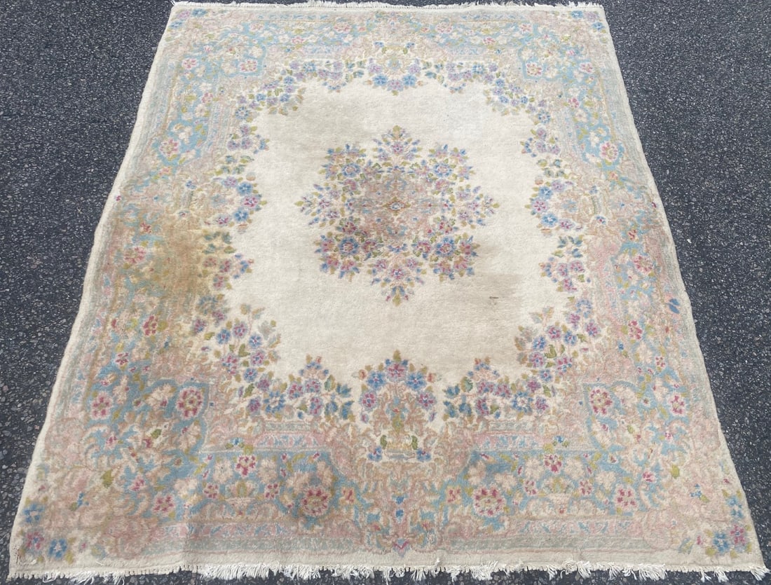 ANTIQUE PERSIAN KERMAN HAND KNOTTED RUG WITH 200+ KPSI, 4.10 x 6.0 (147cm x 183cm) - 2