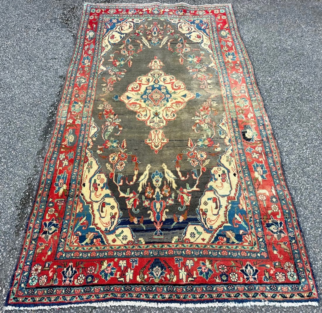 ANTIQUE PERSIAN ISFAHAN HAND KNOTTED RUG, 4.4 x 7.5 (132cm x 226cm) - 3