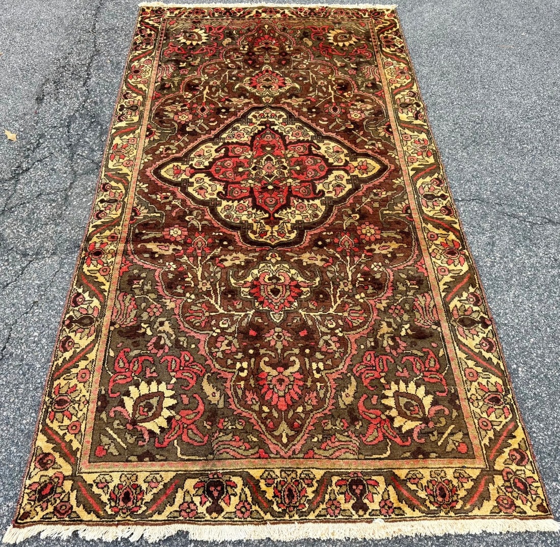 ANTIQUE PERSIAN SAROUK HAND KNOTTED RUG, 4.10 x 9.5 (147cm x 287cm) - 2