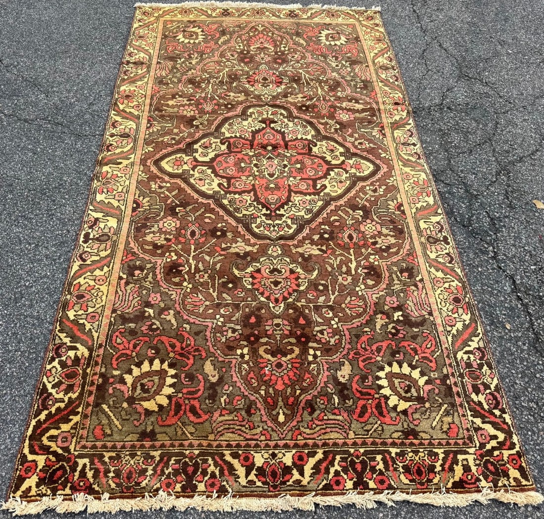 ANTIQUE PERSIAN SAROUK HAND KNOTTED RUG, 4.10 x 9.5 (147cm x 287cm) - 3