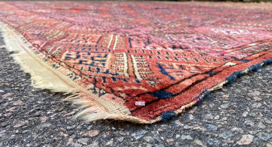 ANTIQUE BUKHARA TURKMEN HAND KNOTTED RUG, DISTRESSED, 7.10 x 10.6 (239cm x 320cm) - 4