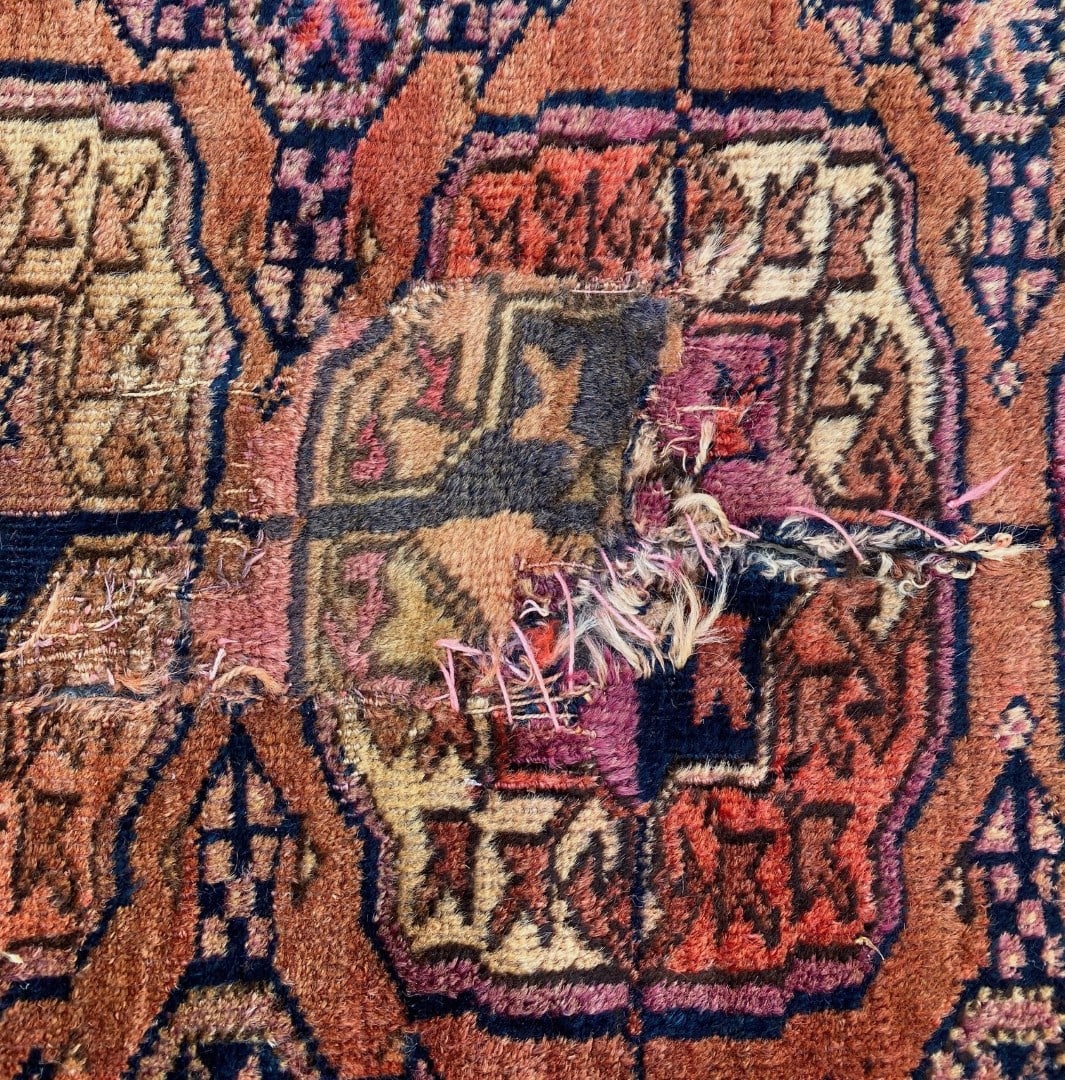 ANTIQUE BUKHARA TURKMEN HAND KNOTTED RUG, DISTRESSED, 7.10 x 10.6 (239cm x 320cm) - 6
