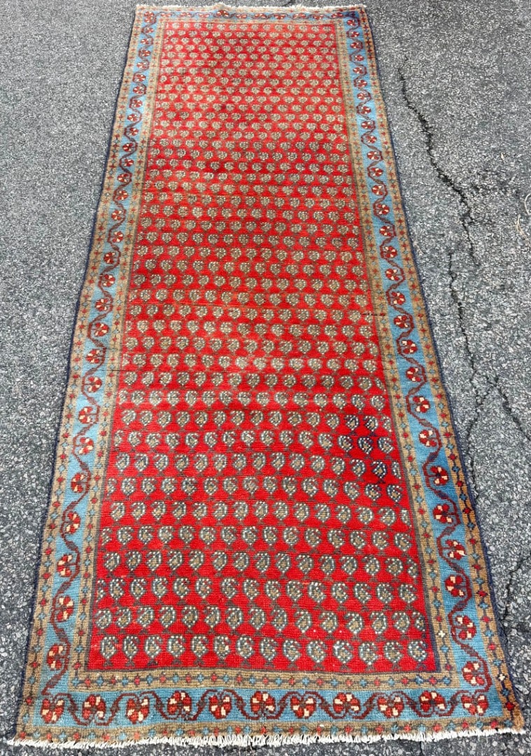 VINTAGE PERSIAN SARABAND MIR HAND KNOTTED RUNNER, 3.6 x 9.10 (107cm x 300m) - 2