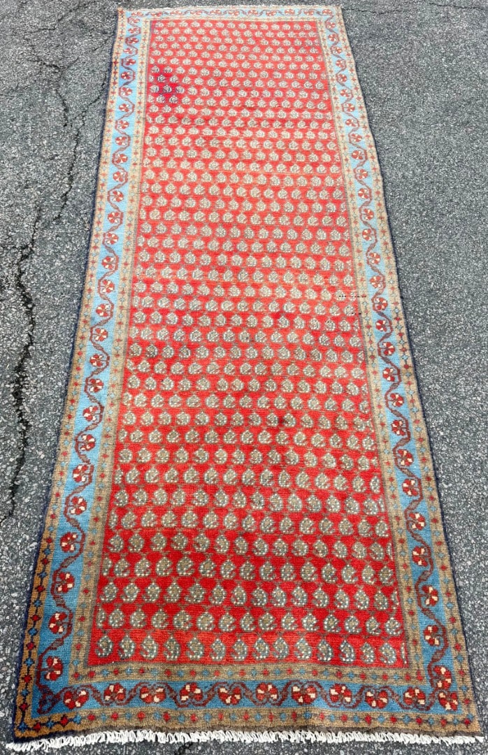 VINTAGE PERSIAN SARABAND MIR HAND KNOTTED RUNNER, 3.6 x 9.10 (107cm x 300m) - 3